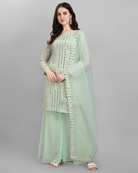 Embellished Semi-Stitched Dress Material Price in India