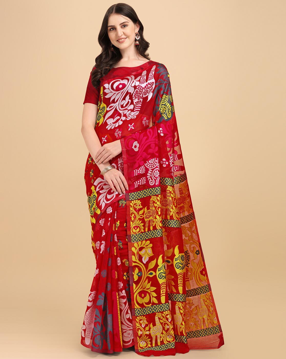 Buy Red Sarees for Women by WUXI Online