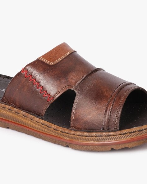 Mens leather slide discount sandals