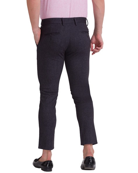 Buy PARX Mens Slim Fit 4 Pocket Solid Trousers | Shoppers Stop