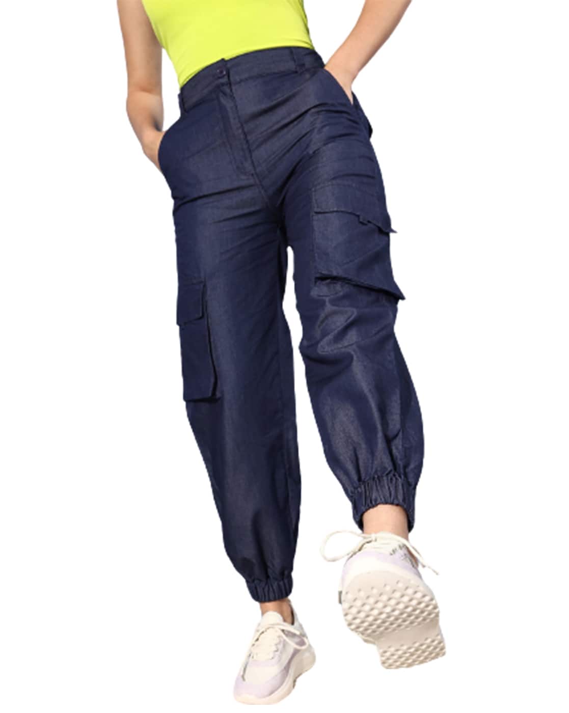 Blue Ripstop Textured Cargo Pants