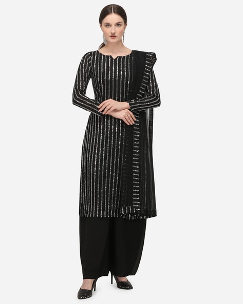 Embellished Semi-Stitched Dress Material Price in India