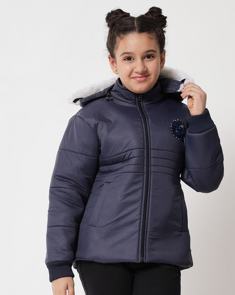 Girls Contrast Zip Puffer Jacket – HOPE NOT OUT