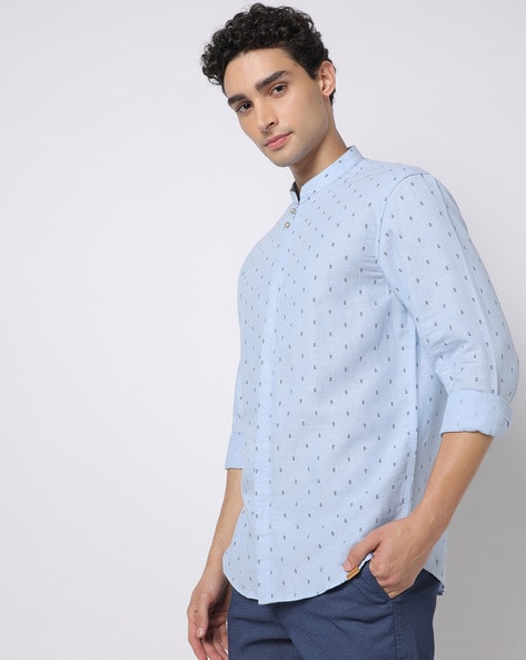 Sky Blue Colour Cotton Shirt For Men – Prime Porter