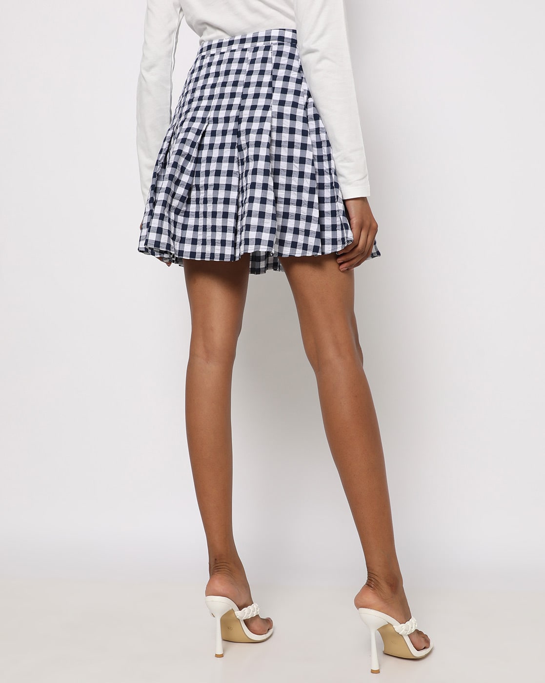 Gingham pleated mini clearance skirt