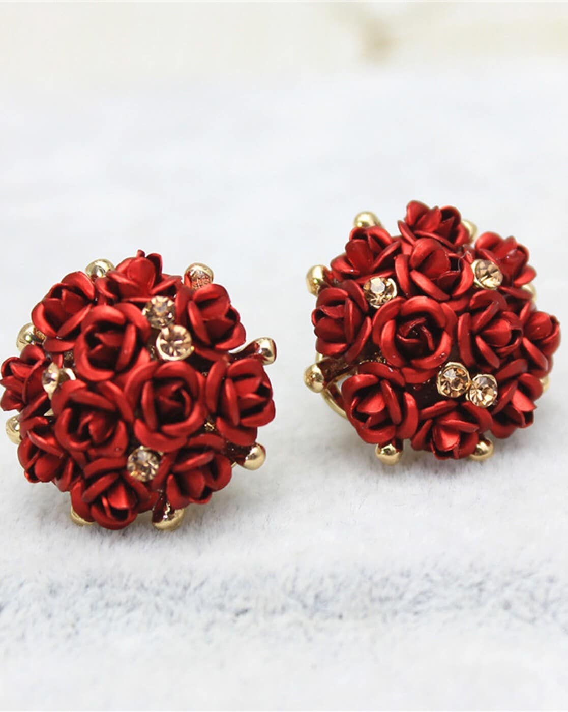 Red flower clearance stud earrings