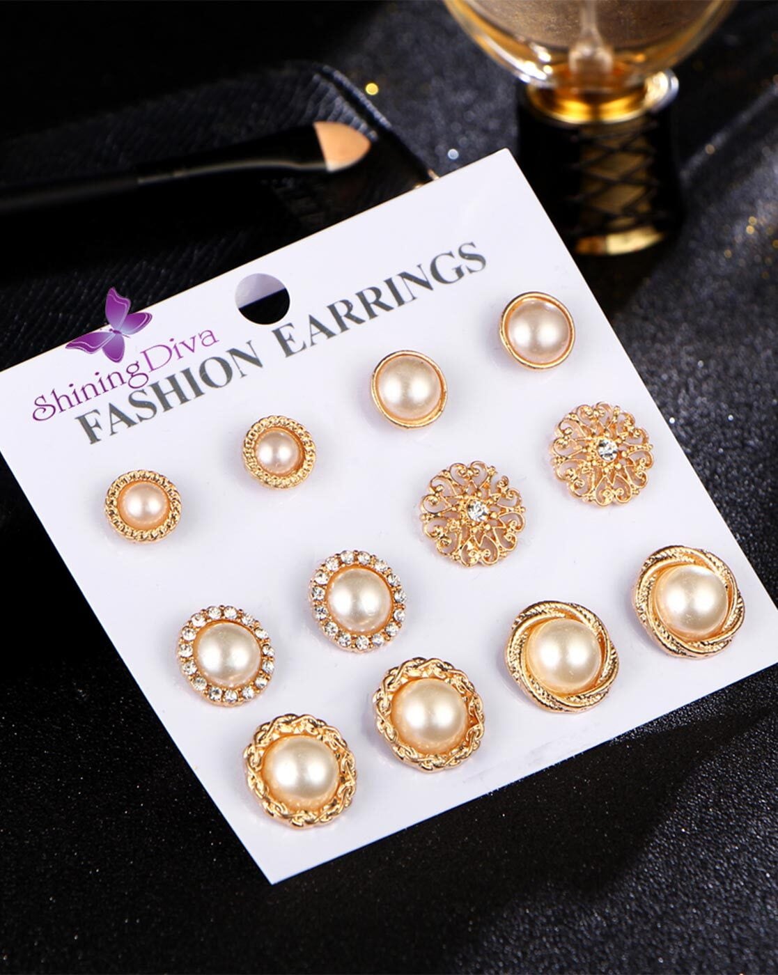 Buy Gold-Toned & White Earrings for Women by Shining Diva Online | Ajio.com