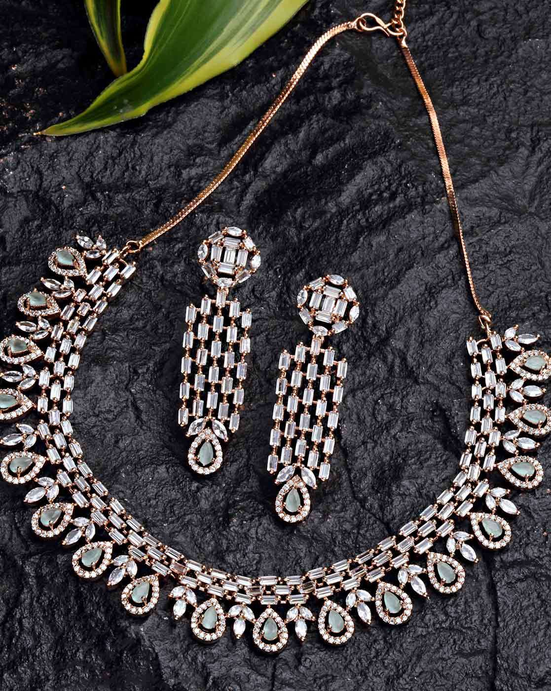 Cz necklace sets hot sale in gold with price