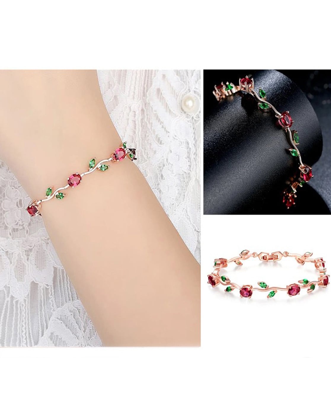 Buy Kushal's Fashion Jewellery Rose Gold Plated Zircon Studded Kada Bracelet  - Bracelet for Women 26125618 | Myntra