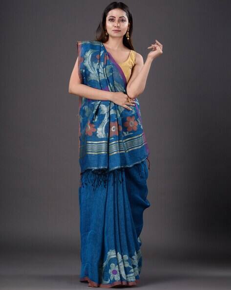 Floral Woven Saree with Blouse Piece