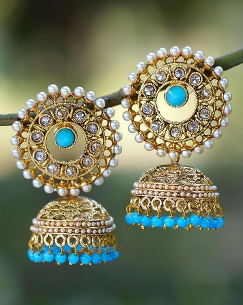 Buy Moedbuille Crystals Ghungroo & Pearls Studded Design Jhumki Online At  Best Price @ Tata CLiQ