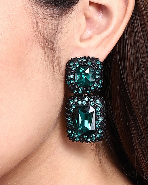 Jasmine Clip Earrings with Detachable Green Amethyst Drops