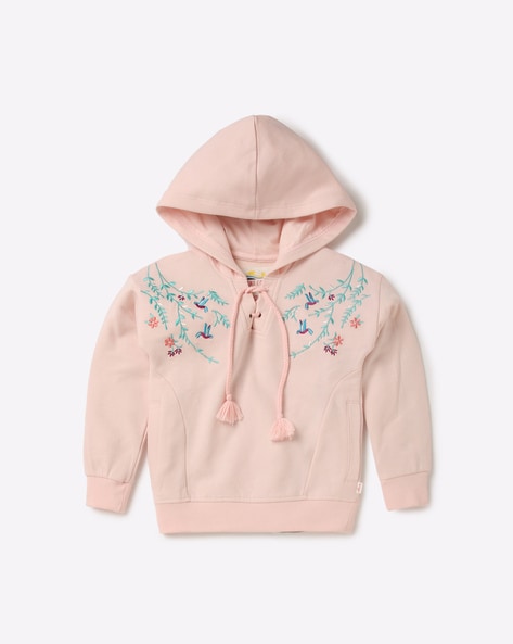 Light Pink Embroidered Hoodie