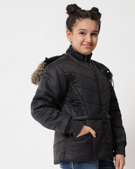 Girls black 2024 quilted jacket