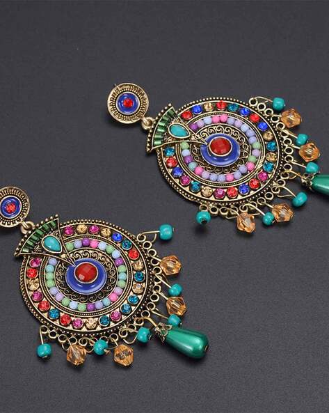 Buy Christmas jewelry earrings | Traditional Earring, Ethnic Tibetan Silver  Earring, Boho Style Gemstones Hook Earrings - Handmade by Indian Artisans  (Red) at Amazon.in