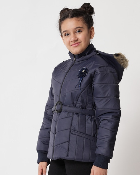 Girls navy cheap quilted jacket