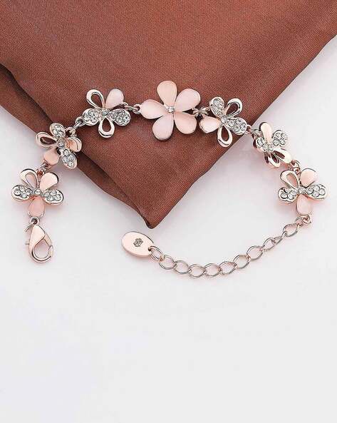 Buy Rose GoldToned  White Bracelets  Bangles for Women by Shining Diva  Online  Ajiocom