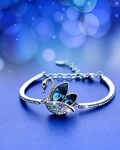 Buy Silver-Toned & Blue Bracelets & Bangles for Women by Shining Diva  Online | Ajio.com