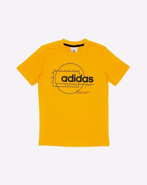 Buy Adidas Kids Linear GR Cotton T shirt Yellow Color Boys AJIO LUXE