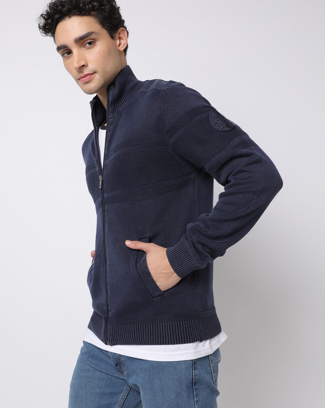 Avamo Men Cardigan Sweater Open Front Outwear Long Sleeve Jacket Mens Plain  Cardigans Work Sweaters Navy Blue XL 