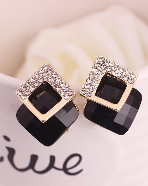 Cushion Shape Halo Black Diamond Earring In 10K White Gold 15 Ct at Best  Price in Surat  Gemone Diamonds