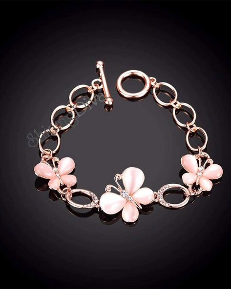 Rose Gold Crystal Butterfly Bracelet