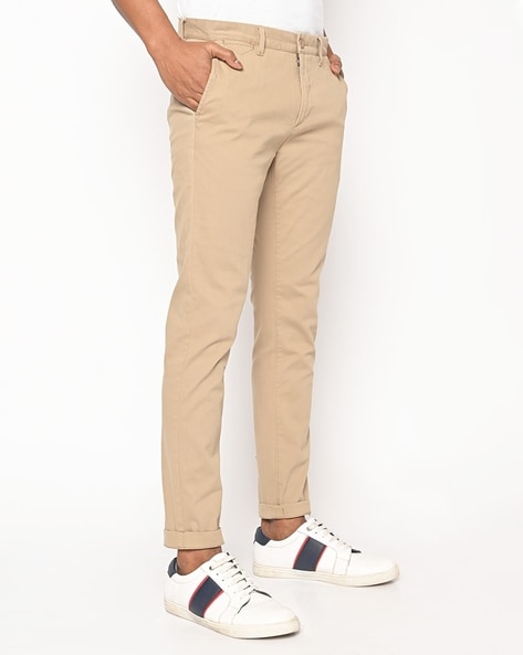 Mid-Rise Flat-Front Cotton Trousers