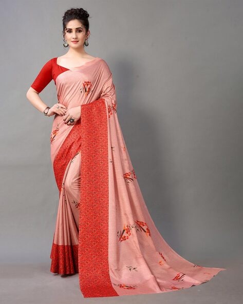 Buy Peach Party Cotton Linen Designer Saree|Lovely Wedding Mall