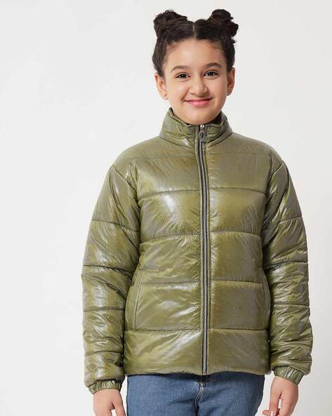 Olive green cheap girls jacket