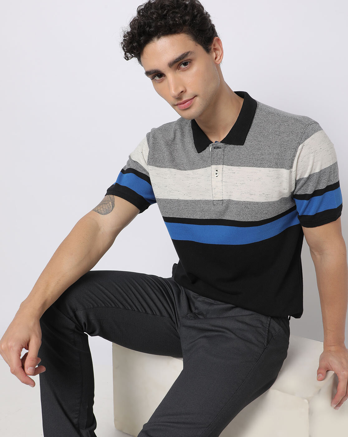 Striped polo hotsell t shirt