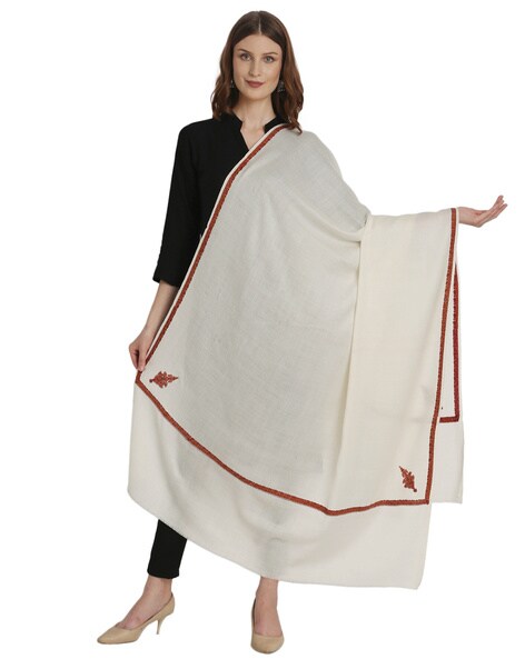 Embroidered Wool Woven Shawl Price in India