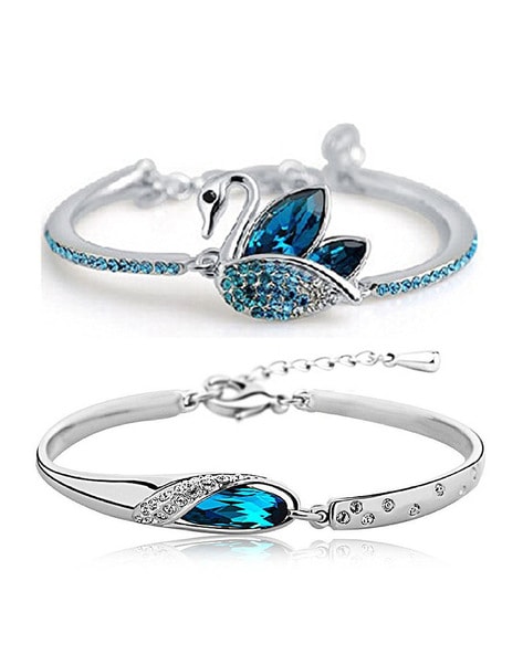 Platinum-Plated Crystal-Studded Bangle