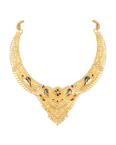 Buy Shining Diva Beautiful Peacock Necklace Set For Women(Golden