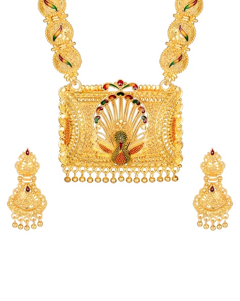 Buy Shining Diva Beautiful Peacock Necklace Set For  Women(Golden)(rrsd6003s) at