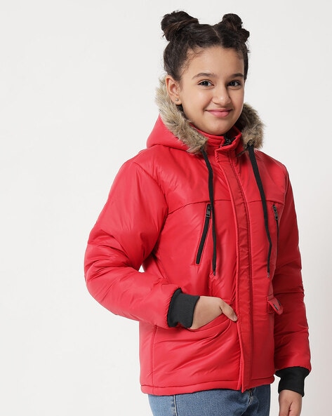 girls red puffer jacket