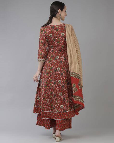 Floral Print Angrakha Kurta Set view 3