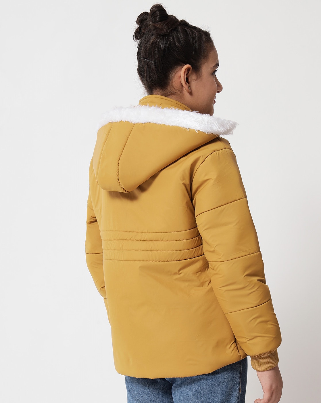 mustard north face coat