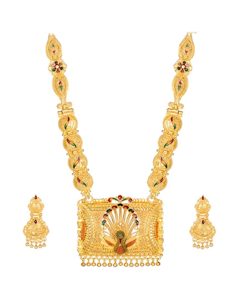 Buy Kalyani Covering 21K Gold Plated Mullai Mottu Pattern Long Necklace Set  for Women & Girls. at Amazon.in