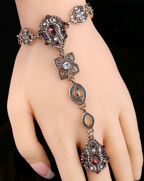 Lamansh™ Floral Bracelet Attached with ring Set for Engagement / Haldi