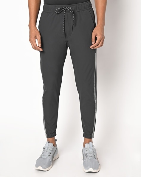 Men's Trackpant Jogger Regular Fit 560 With Side Panel for Gym-Black/White