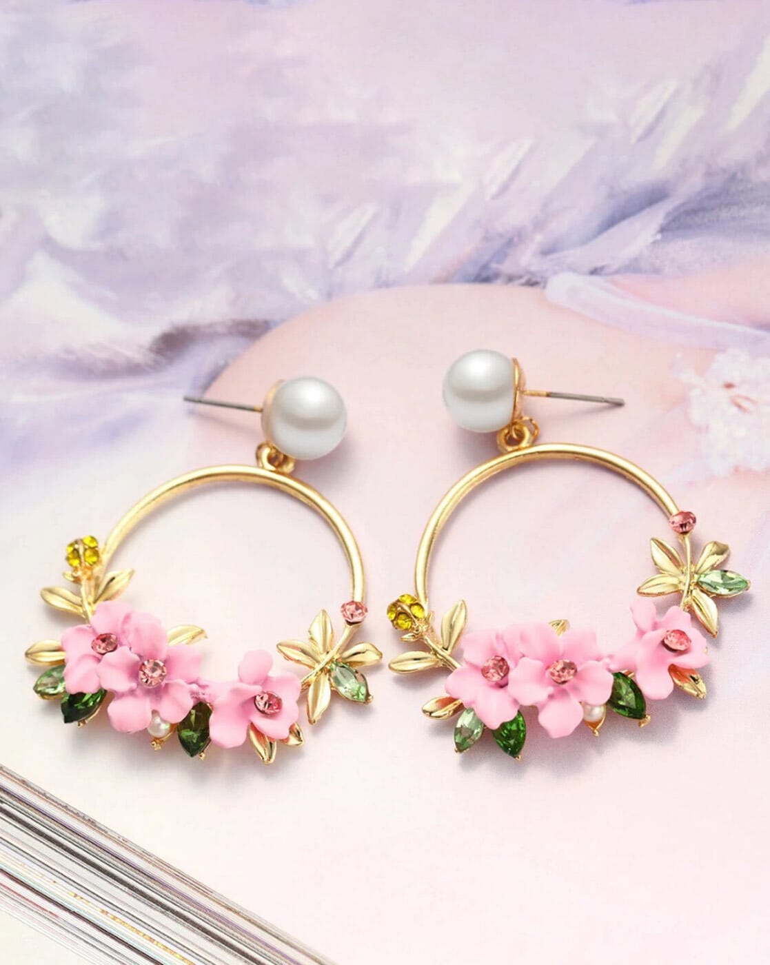 Floral Hoop Earrings - Home & Fleur