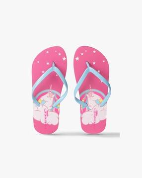 frisbee Unicorn Print Thong-Strap Flip-Flops-picture-14