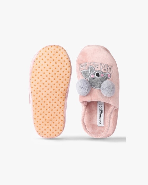 Girls pink fluffy online slippers