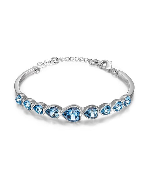 Strada Silvertone Blue Howlite Beaded Austrian Crystal Bracelet Charm Watch  | eBay