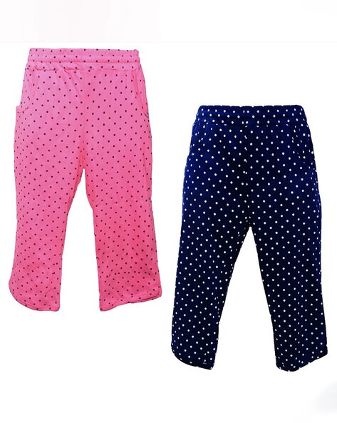 Buy Navy & Pink Trousers & Pants for Girls by INDIWEAVES Online