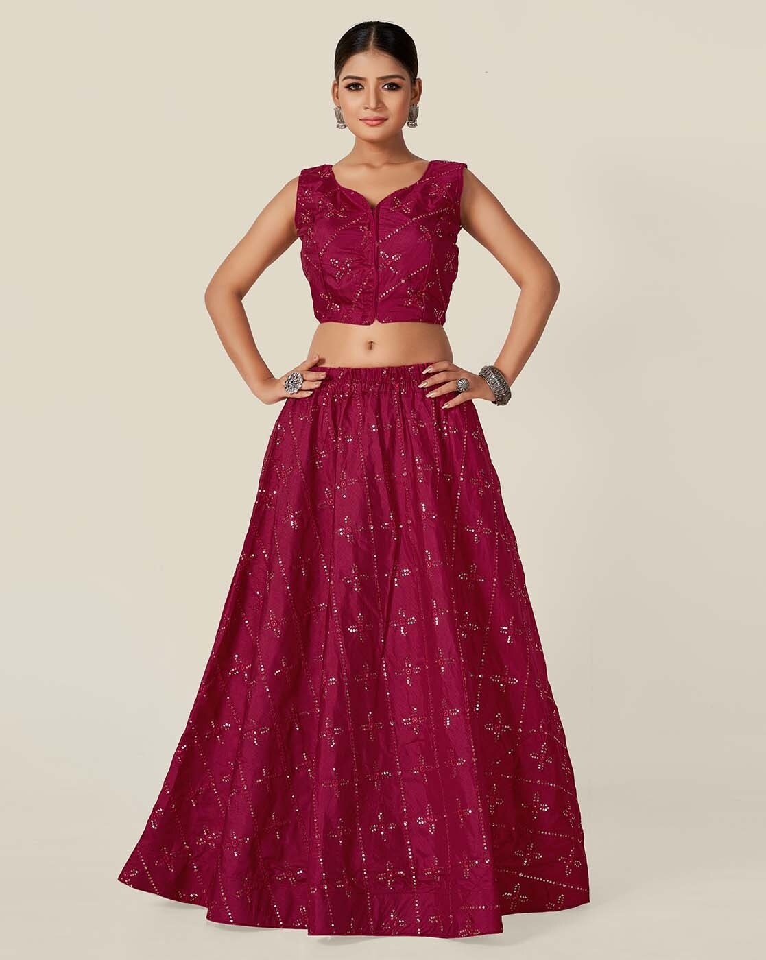 Buy Maroon Myntra Lehenga Readymade Crop Top Online from EthnicPlus