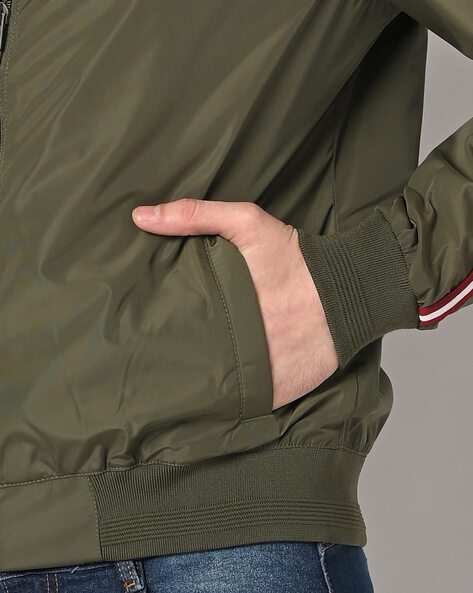 Bomber Jacket with Stand Collar