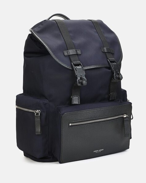 Buy GIORGIO ARMANI Two Tone Backpack with Logo Detailing Navy