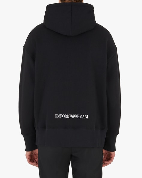 Buy EMPORIO ARMANI Printed Zip Front Hoodie Black Color Men