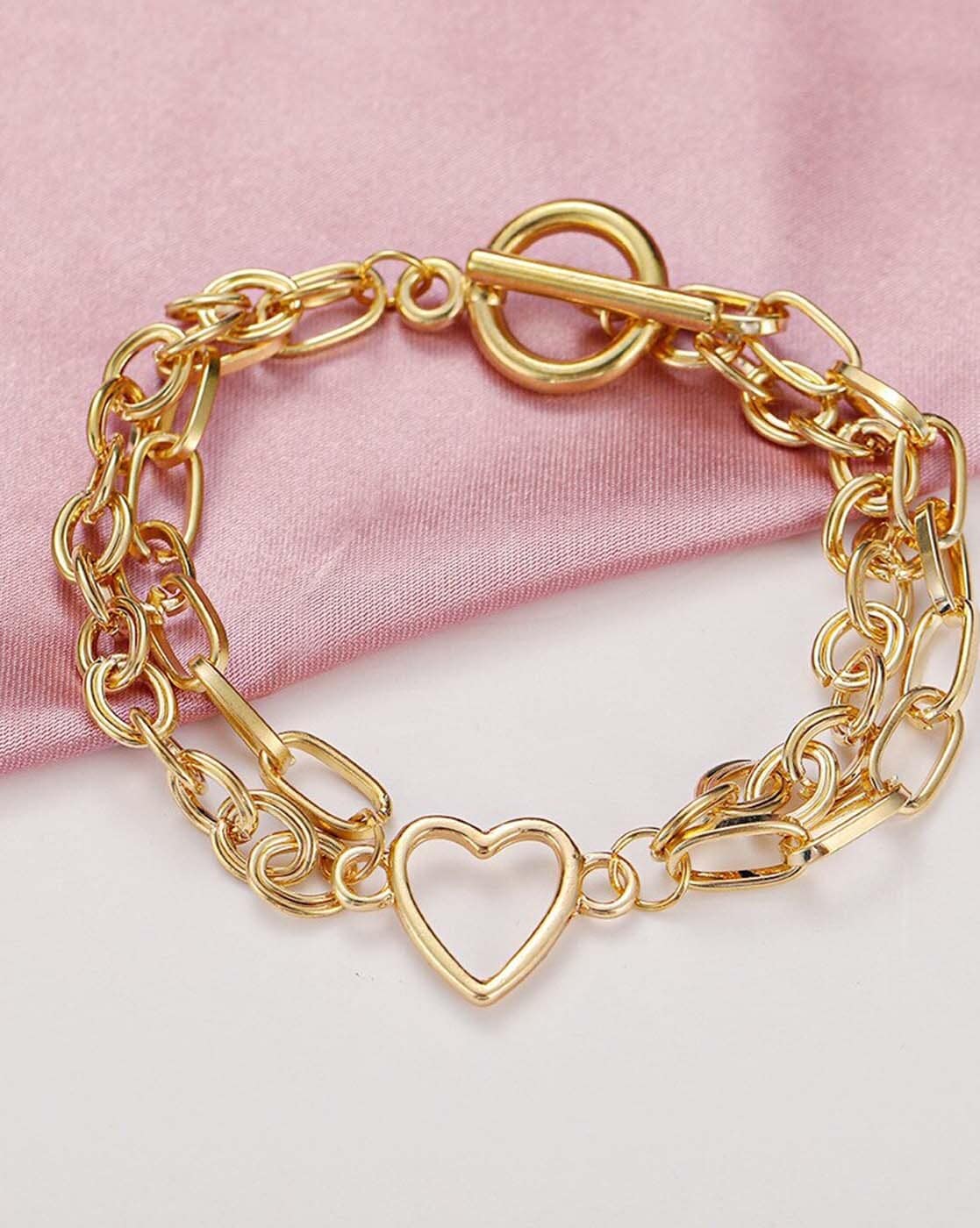 Gold Filled Paper Clip Bracelet with Enamel Heart Charm – H&R Fashion  Jewelry
